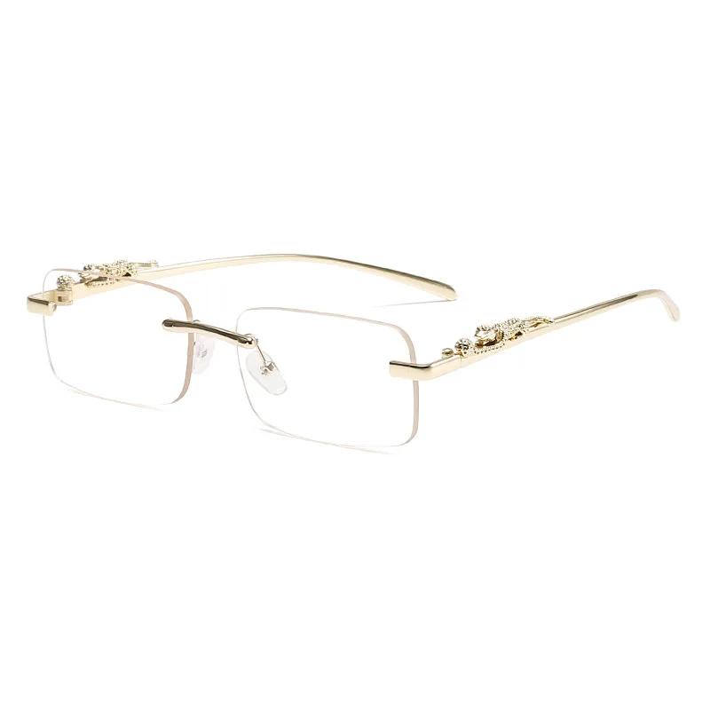 Monture de lunettes sans monture pour femmes et hommes, mode guépard, décoration Business Cool, mont