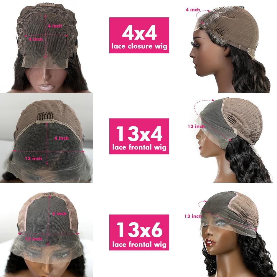 Perruque Lace Closure Wig 250% naturelle, Body Wave, cheveux vierges, 13x6, perruque Lace Front Wig,