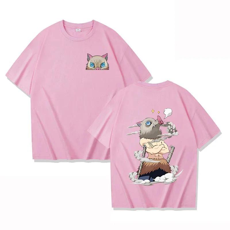 Anime démon Slayer Hashibira Inosuke dessin animé imprimé t-shirt été mode coton à manches courtes c