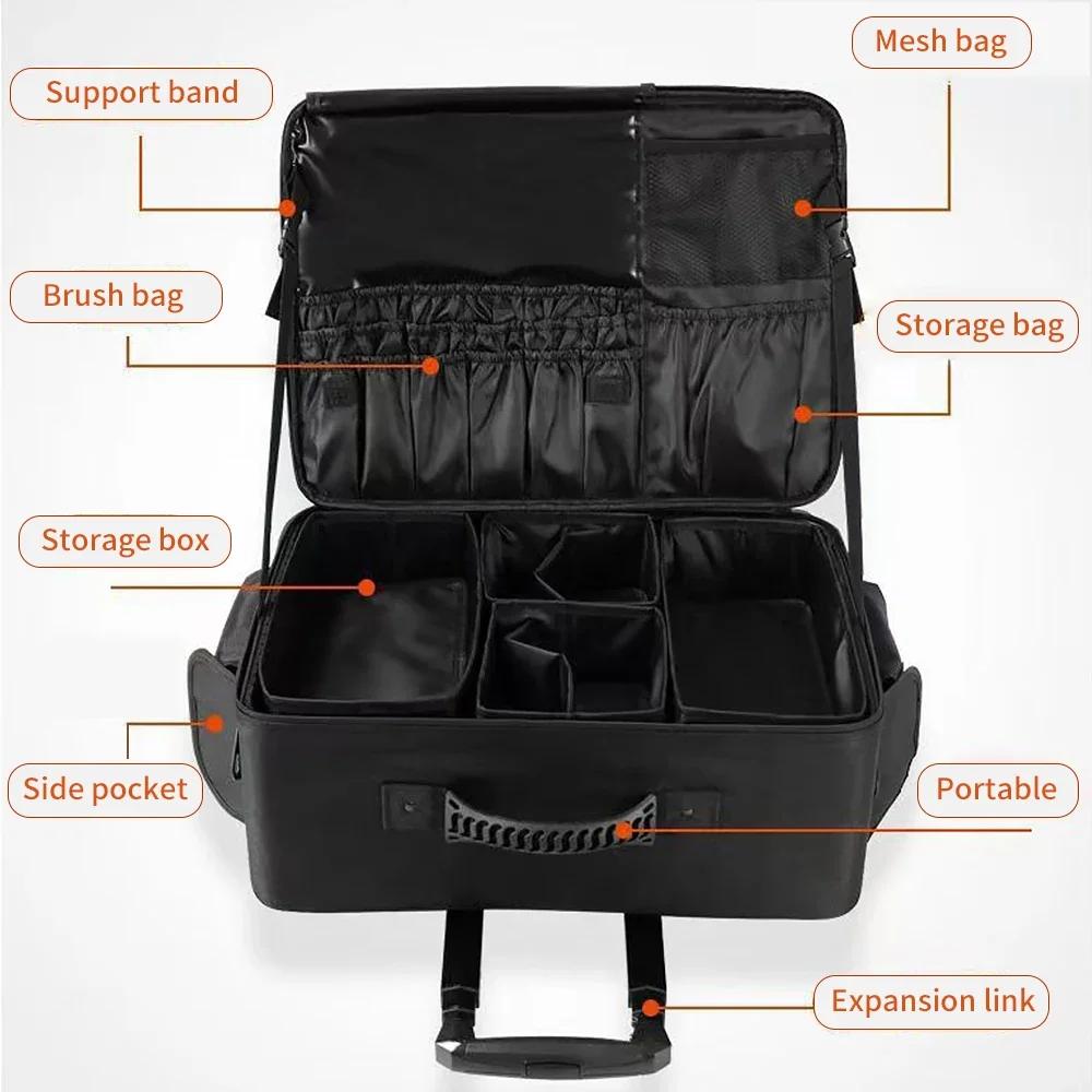Grand Chariot à Roulettes pour Maquillage et Cosmétique, Boîte de Rangement pour Nail Art, Outils de