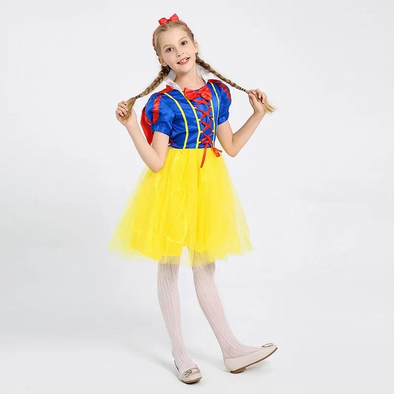 Déguisement de princesse blanche-neige pour enfants filles, Costume d'halloween avec Cape, vêtements