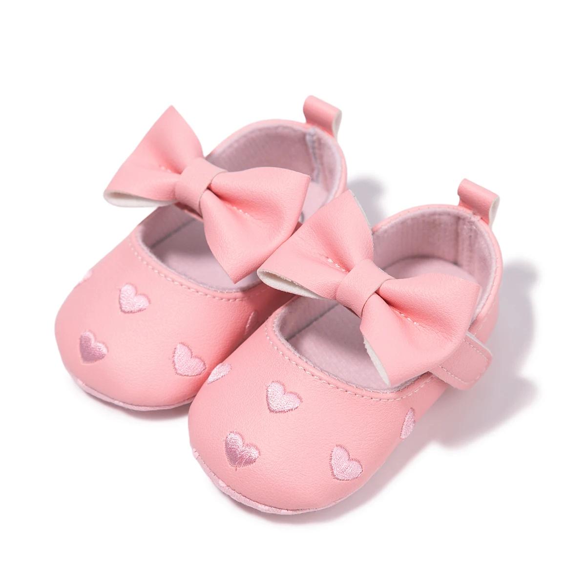 Meckior bébé chaussures robe classique mignon nœud papillon coeur anti-dérapant semelle souple premi