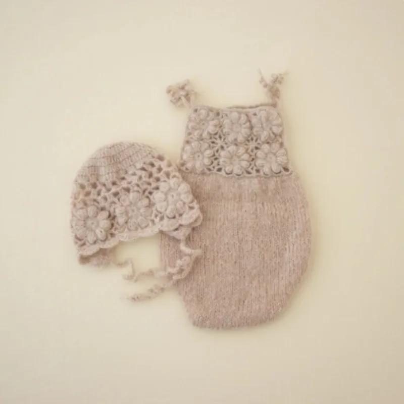 Barboteuse en mohair pour bébé, accessoires de photographie pour nouveau-nés, vêtements photo faits