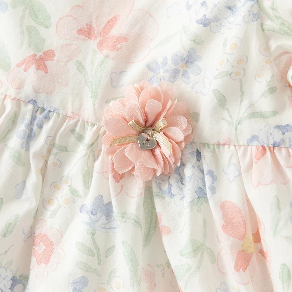 Dave Bella – robes à imprimé floral pour filles, vêtements d'été pour enfants, en pur coton, vêtemen