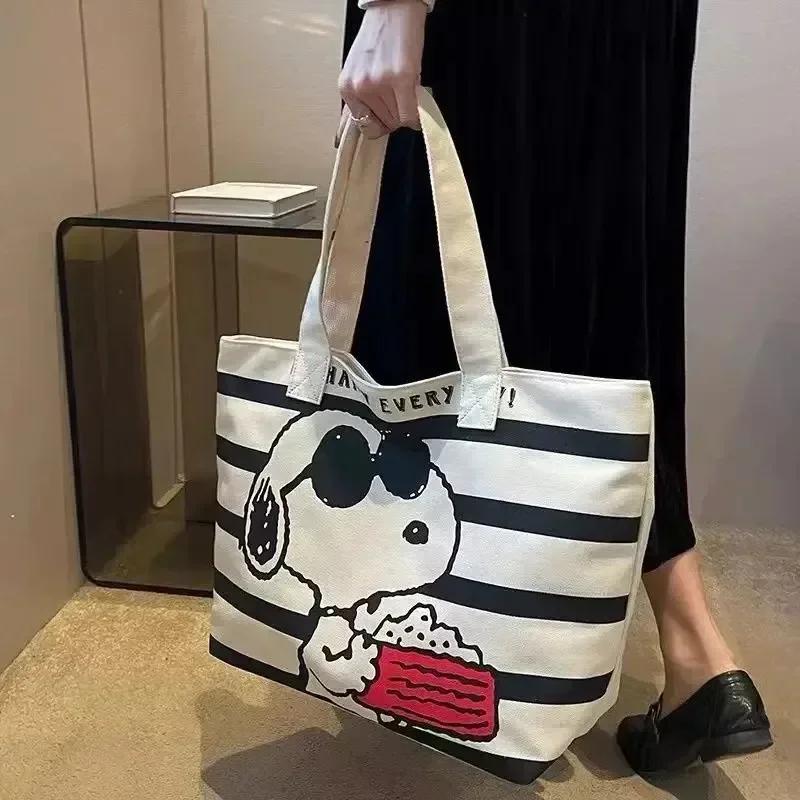 BANDAI Snoopy mignon dessin animé grande capacité sac en toile pour les étudiantes pour contenir des