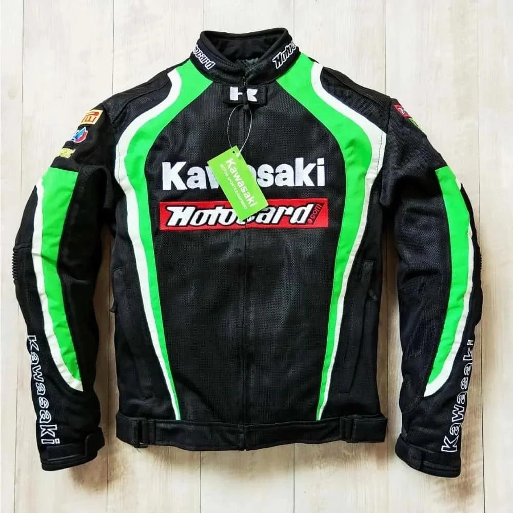 Veste de moto tout-terrain d'été Kawasaki brodée, combinaison de course anti-chute à réduction de vi
