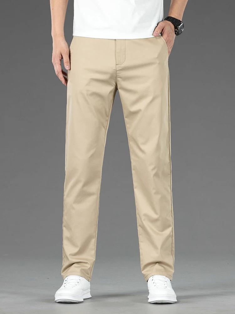 Printemps été nouveaux hommes pantalons décontractés mince mûrier soie doux affaires pantalon décont