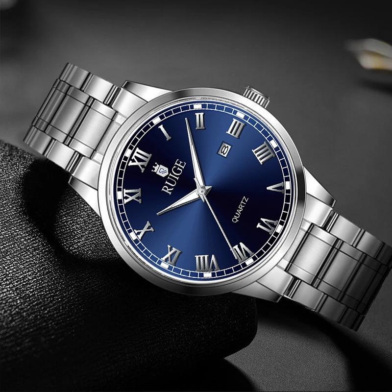 RUIGE-Montre-bracelet étanche pour homme, échelle romaine, minimaliste, célèbre, veilleuse