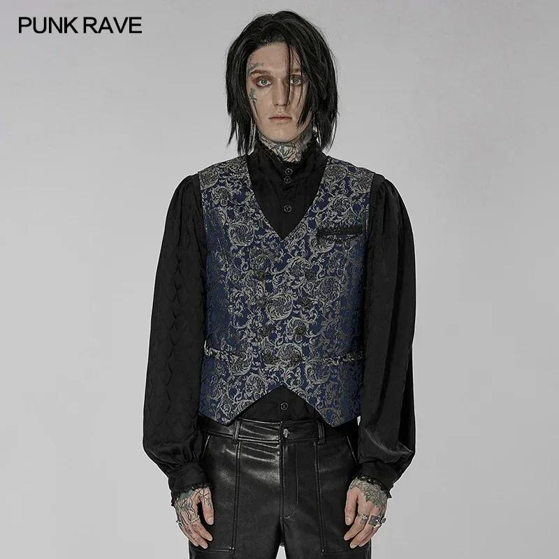 PUNK RAVE-Gilet Gothique Non artificiel astique pour Homme, Jacquard Effet 3D, Magnifique, 3 Couleur