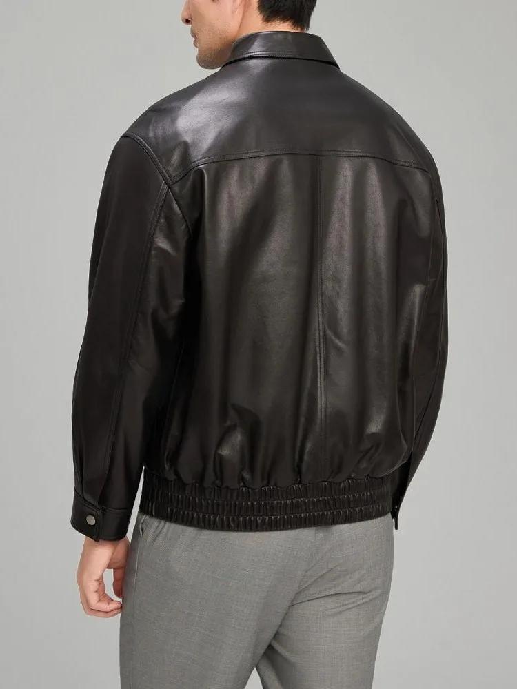 Nouveau Designer extérieur hommes en peau de mouton en cuir véritable vestes manteau col rabattu man