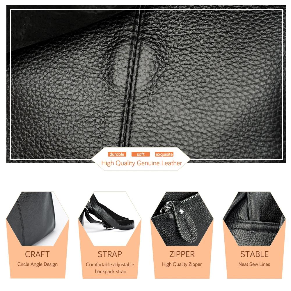 Zency mode femmes 100% sac à dos en cuir véritable sac à dos grande capacité Style Preppy brillant j