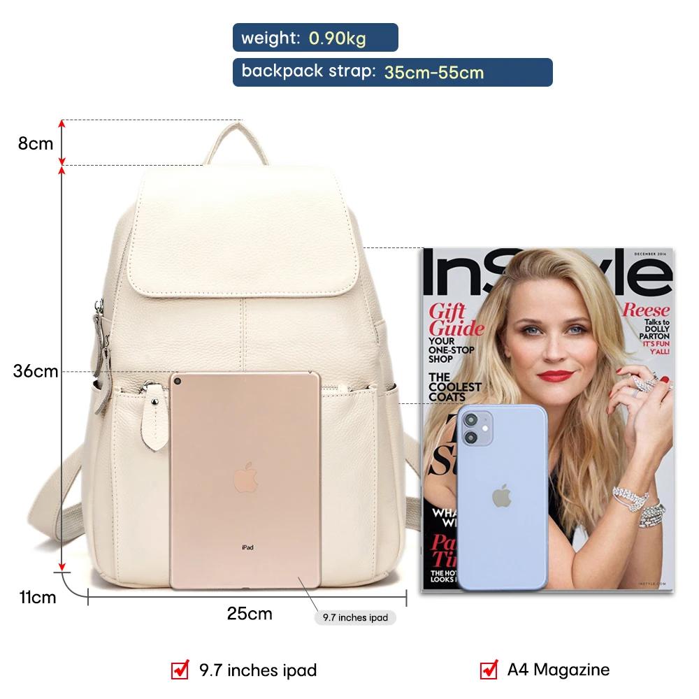 Zency mode femmes 100% sac à dos en cuir véritable sac à dos grande capacité Style Preppy brillant j