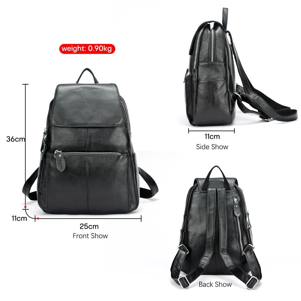 Zency mode femmes 100% sac à dos en cuir véritable sac à dos grande capacité Style Preppy brillant j