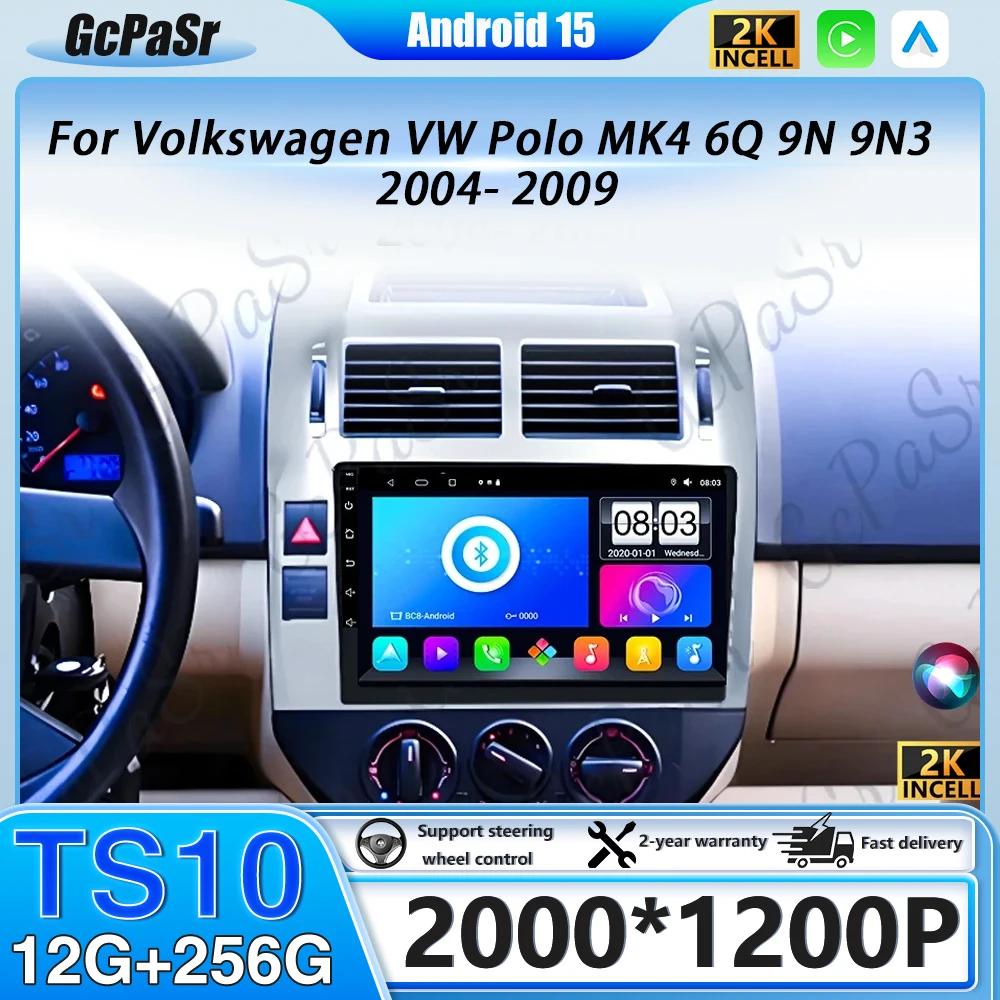 Autoradio Android 16 pour Volkswagen VW Polo MK4 6Q 9N 9N3 2004-2009 Lecteur multimédia Stéréo auto WiFi Navigation