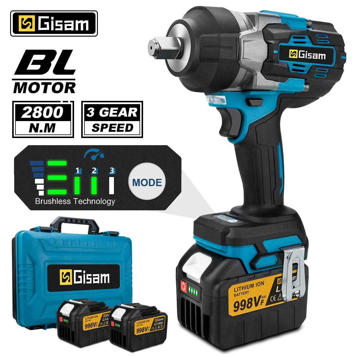 Gismis 2800N.M clé à chocs électrique sans brosse couple 1/2 pouces tournevis clé sans fil outil