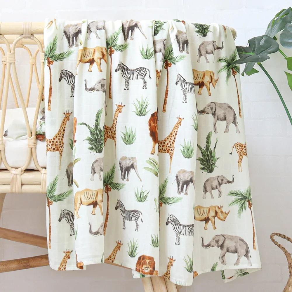 Couverture douce coton bambou bébé mousseline emmaillotage rond poussette allaitement serviette bain 120x120cm