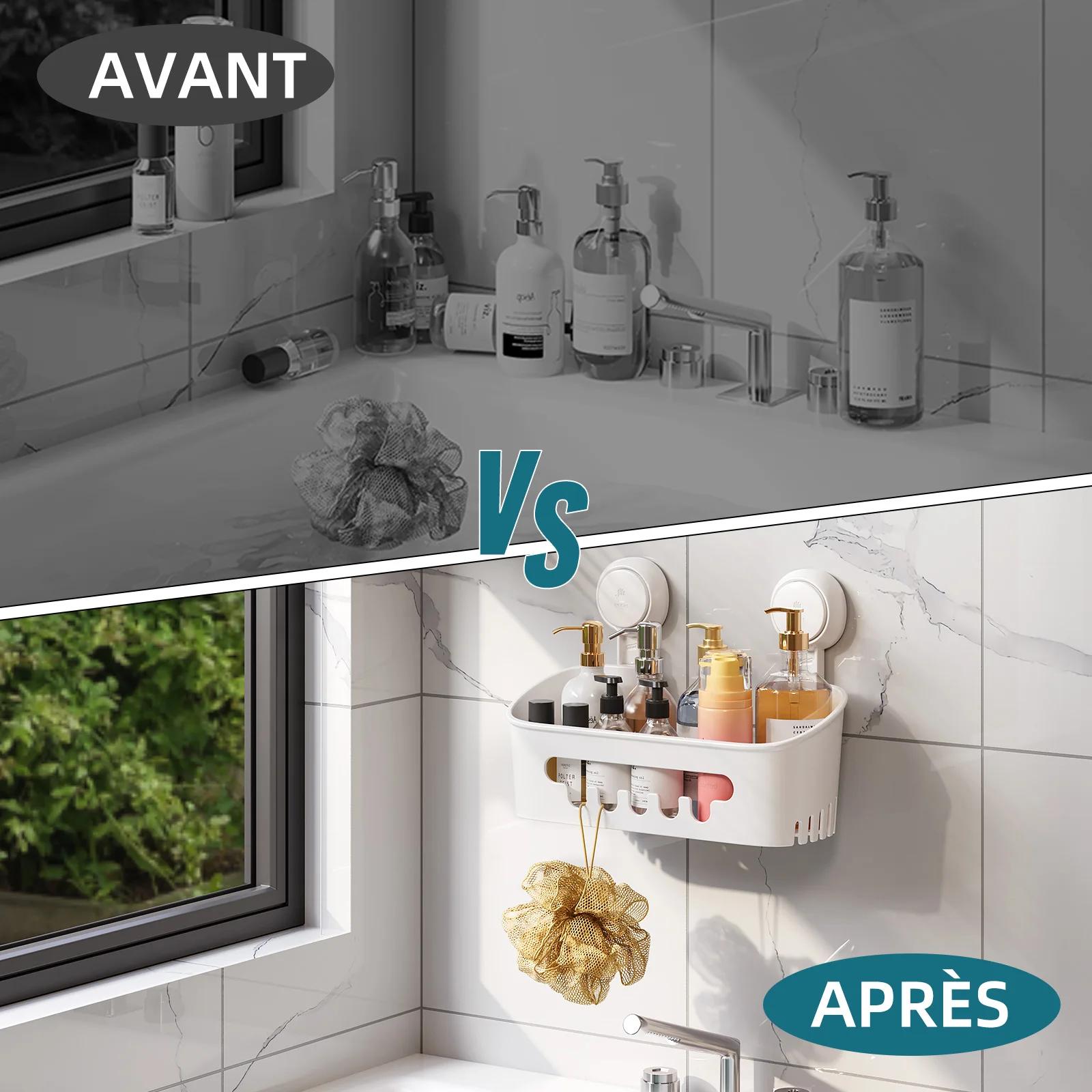 TAILI Étagère de douche d'angle à ventouse sans perçage