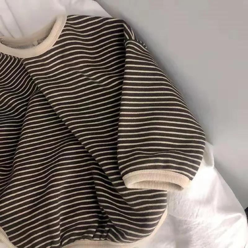Lawadka coton vêtements pour enfants à manches longues T-shirts rayé bébé garçon hauts pour filles décontracté