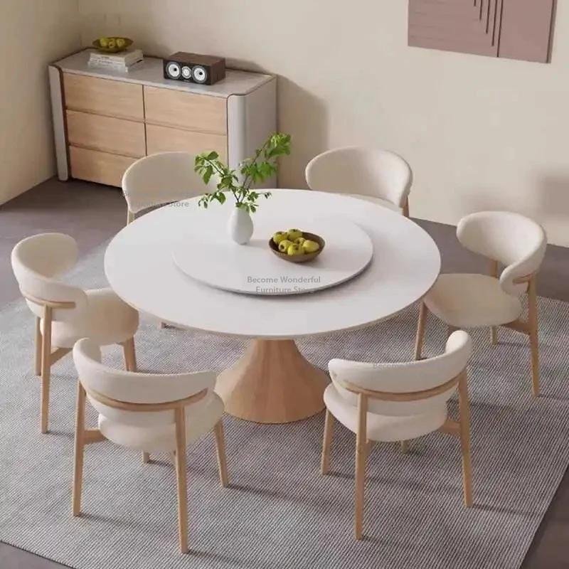 Tables à manger de Style crème nordique moderne Simple salon Center Table ronde balcon meubles de salle
