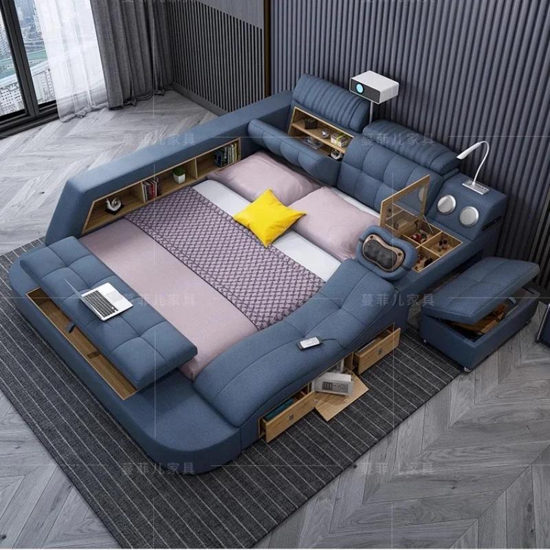 Lit électrique multifonctionnel avec haut-parleur intégré, design nordique élégant, pour chambre à coucher, accessoires de maison
