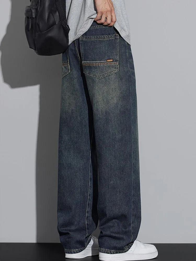 Jean Baggy en Coton à Jambes Larges pour Homme