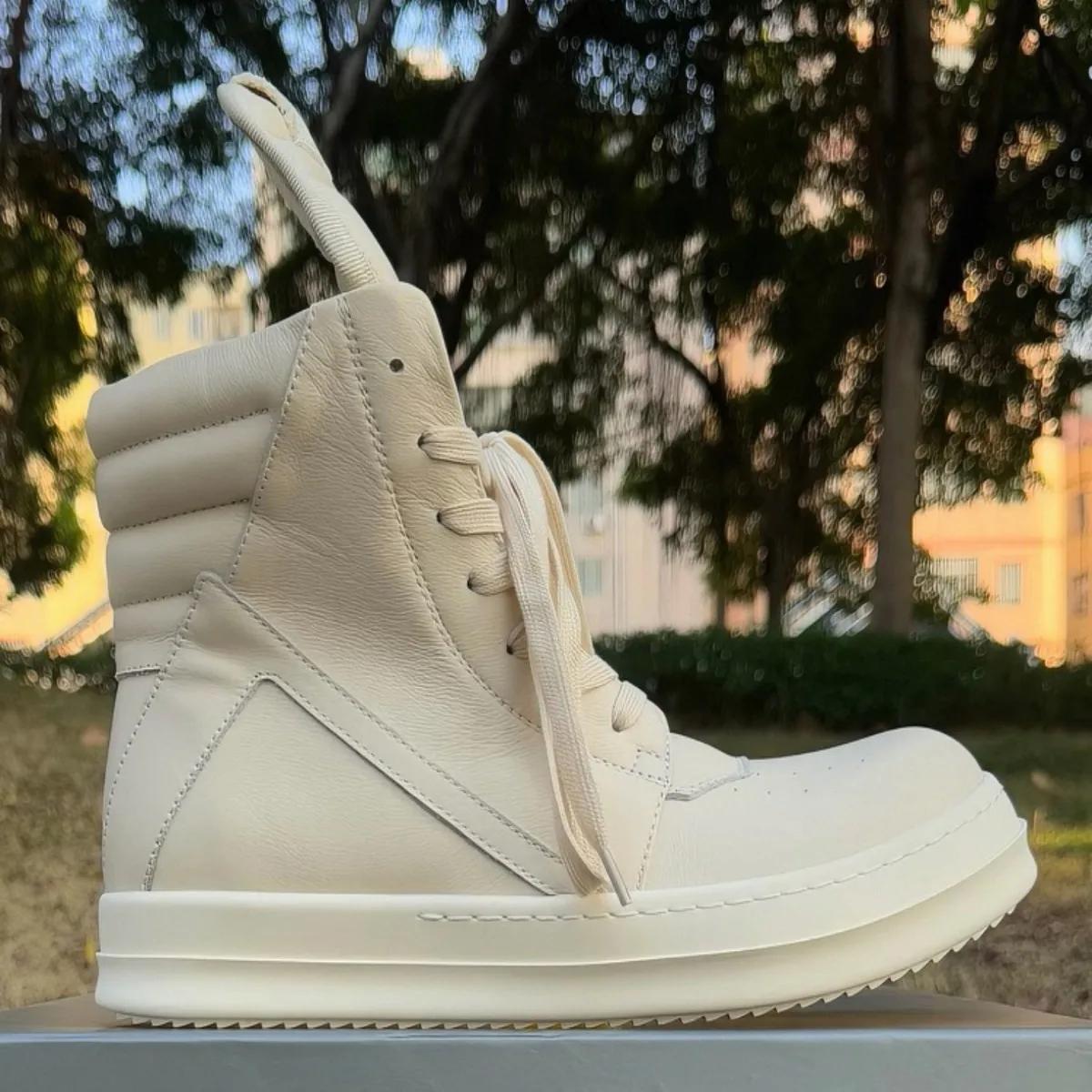 R-o baskets classiques en cuir noir chaussure haute botte noire en peau de vache hommes Sneaker fermeture éclair femmes