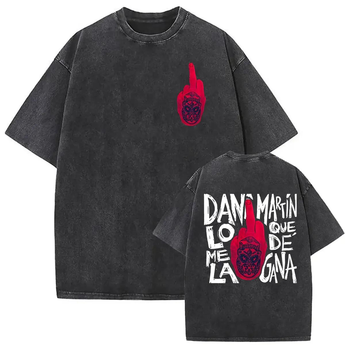 Rappeur Dani Martin Lo Que Me De La Gana Tour 2025 Vintage lavé t-shirts hommes femmes Pop Fans mode vêtements surdimens