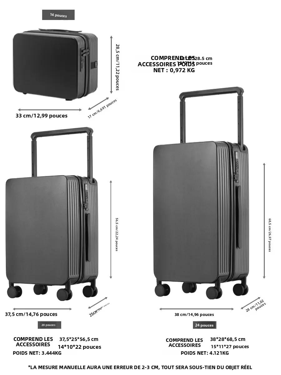 Ensemble de bagages 20+14"24+14" avec USB et porte-gobelet TSA Lock 360 ° Roues crochet de pied