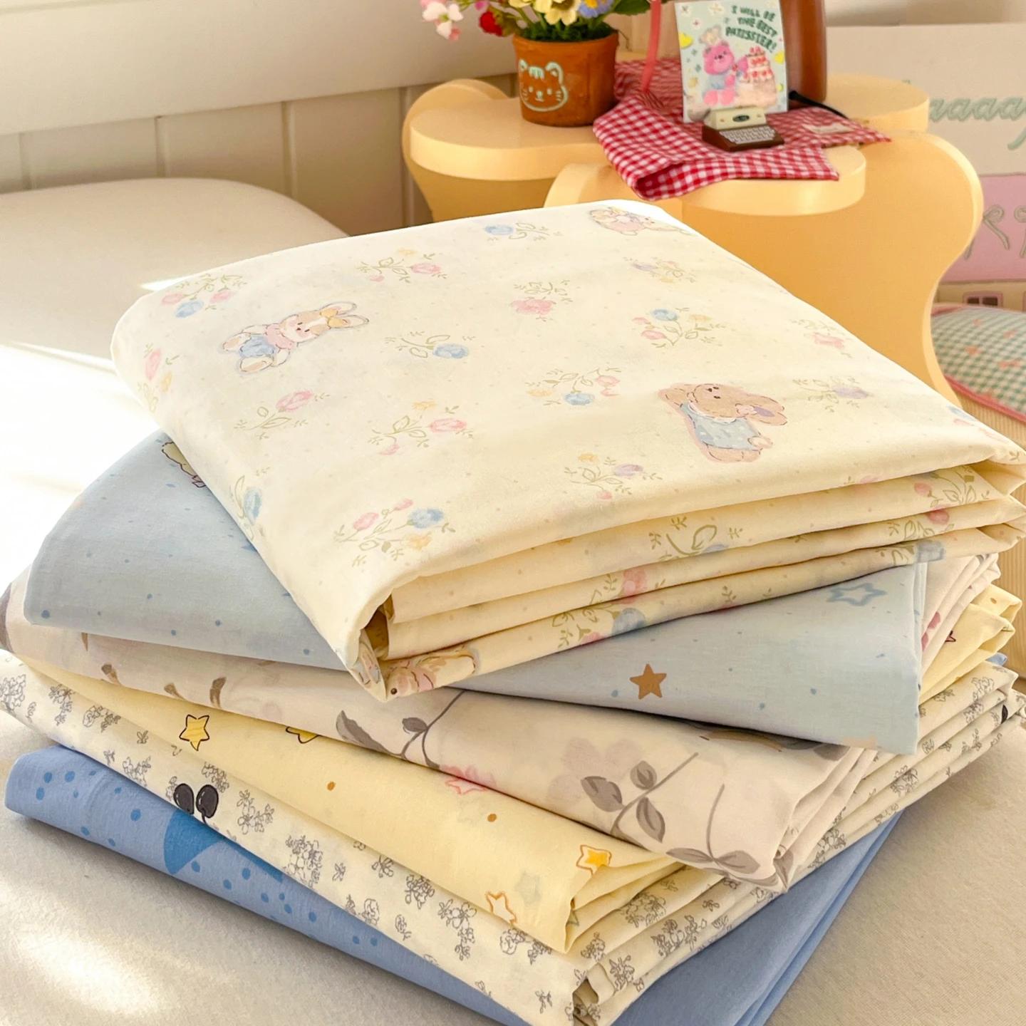 Drap de lit rayé jaune et bleu moderne 100% coton, draps plats doux et confortables, draps de lit simples et doubles pour toutes les saisons, taies d'oreiller