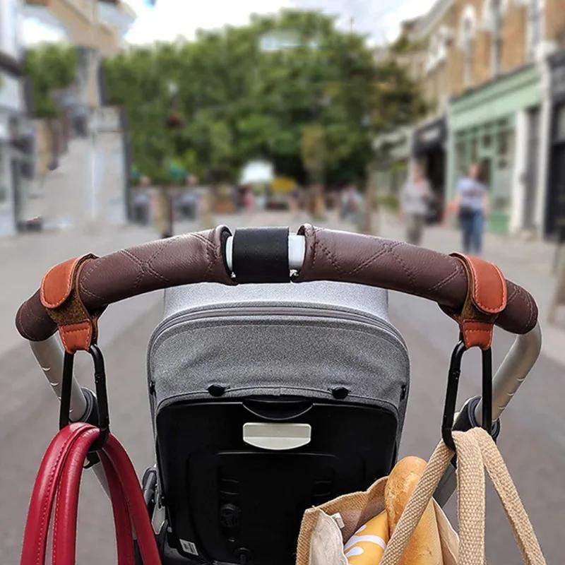 Crochet de Poussette en Cuir PU pour Bébé, Accessoire de Voyage, Réglable, pour Sac à Couches, pour Enfant Garçon et Fille