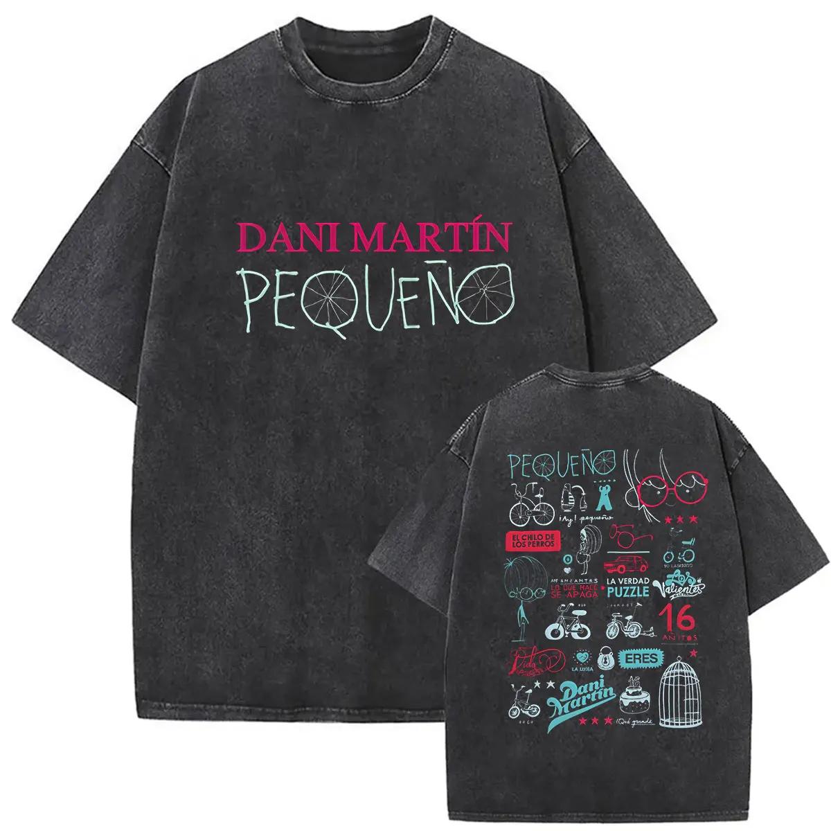 Rappeur Dani Martin Lo Que Me De La Gana Tour 2025 Vintage lavé t-shirts hommes femmes Pop Fans mode vêtements surdimens