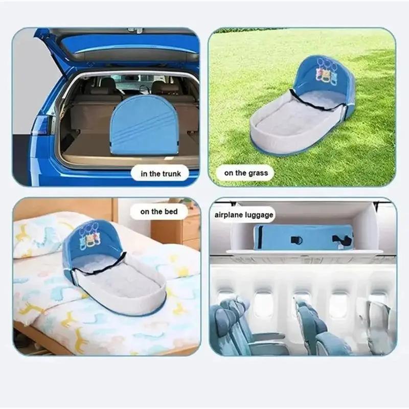 Lit de bébé berceau pratique pliant Anti-écrasement lit central avec moustiquaire matelas confortable
