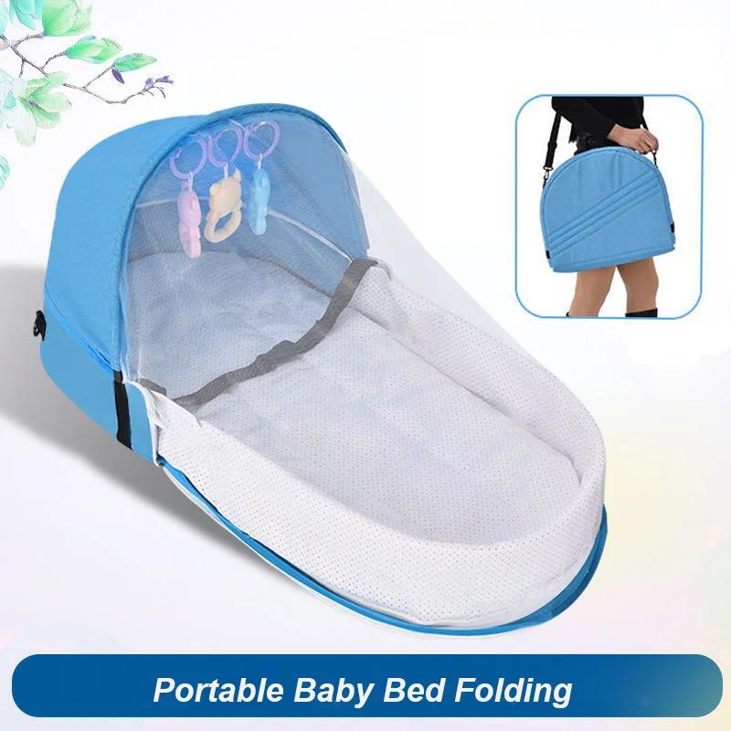 Lit de bébé berceau pratique pliant Anti-écrasement lit central avec moustiquaire matelas confortable