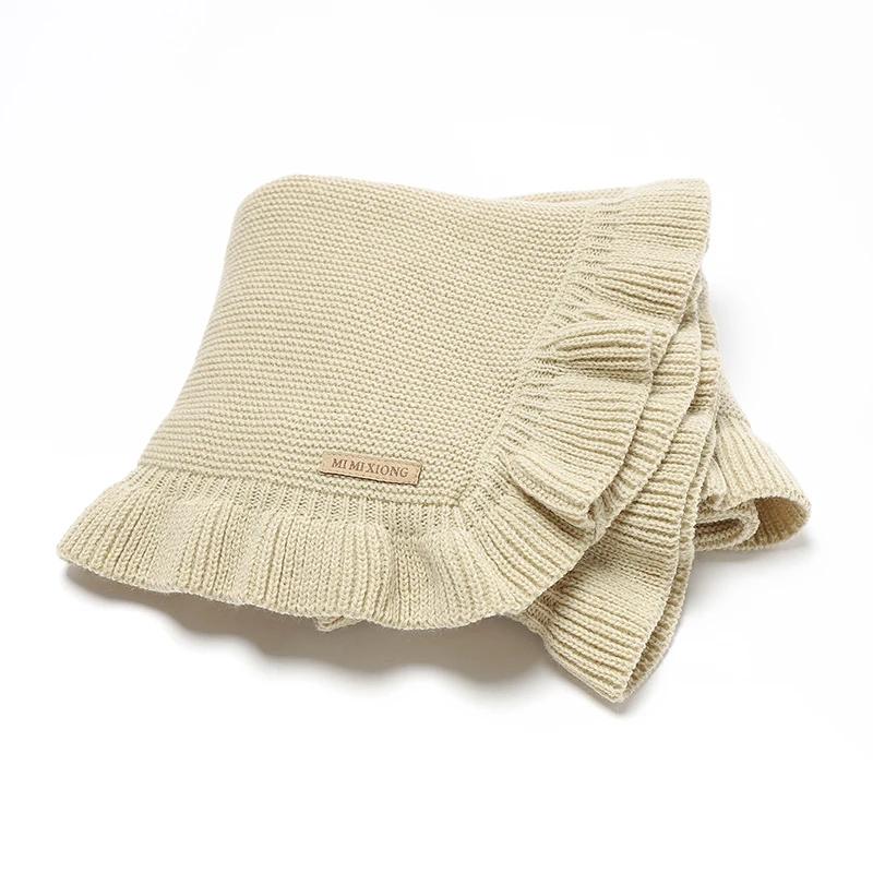 Couvertures bébé 90x70cm tricoté nouveau-né garçons filles solide poussette lange emmaillotage sac nuit réversible
