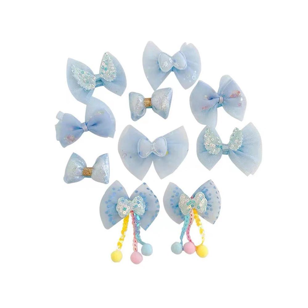 Ensemble 10 pièces épingle cheveux nœud princesse fille - Accessoires bébé mignons vente en gros