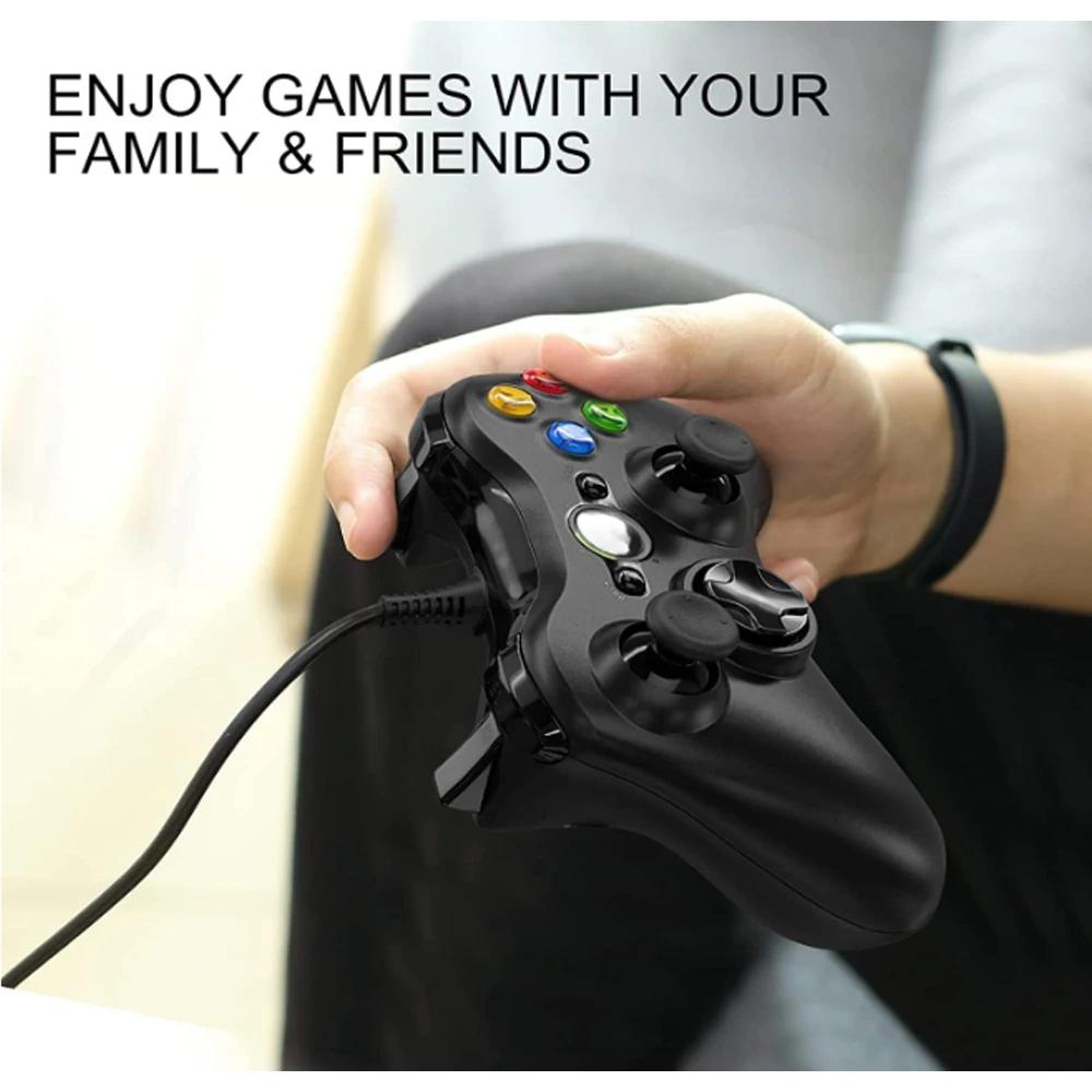 Manette de jeu filaire 360, contrôleur de jeu filaire pour PC compatible Steam et adaptable aux systèmes Win7/8/10/11, compatible 360 Slim, moteur intégré
