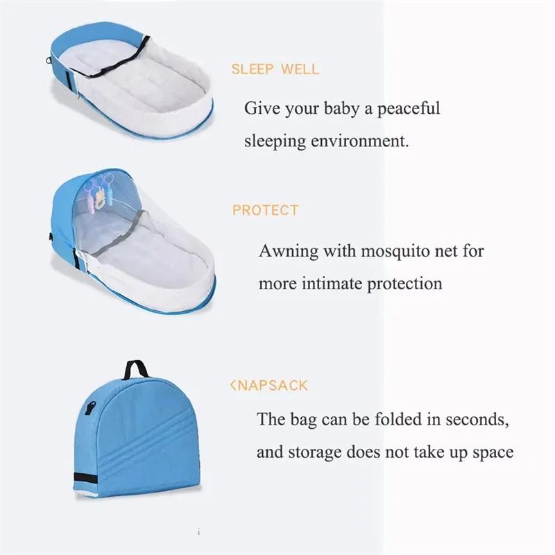 Lit de bébé berceau pratique pliant Anti-écrasement lit central avec moustiquaire matelas confortable