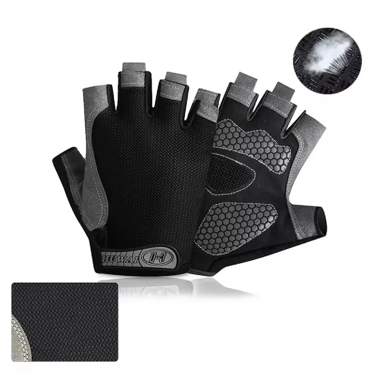 Professionnel salle de sport Fitness respirant anti-dérapant femmes hommes demi doigt été pêche cyclisme gants sans doig