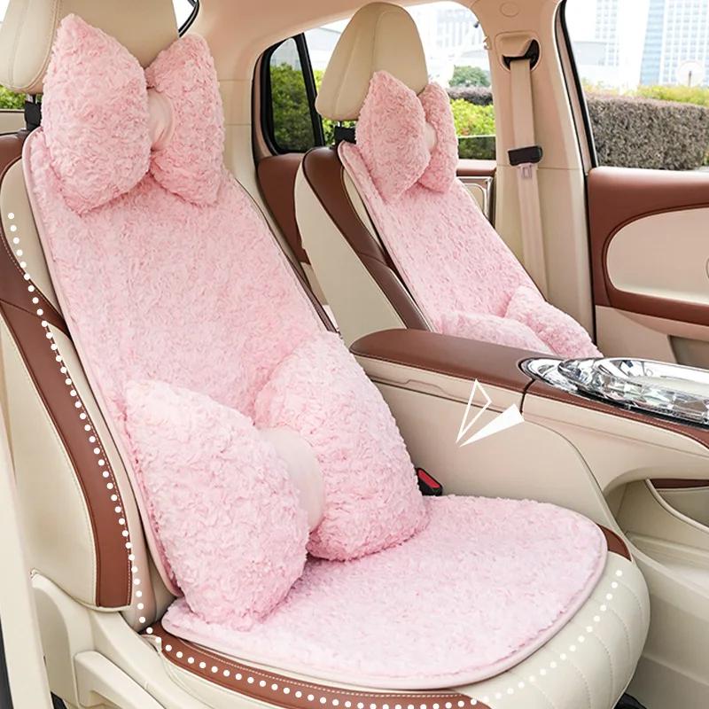 Housse de siège de voiture pour femme, motif dessin animé mignon, universelle, accessoires intérieurs, antidérapante, respirante, coussin de voiture pour fille
