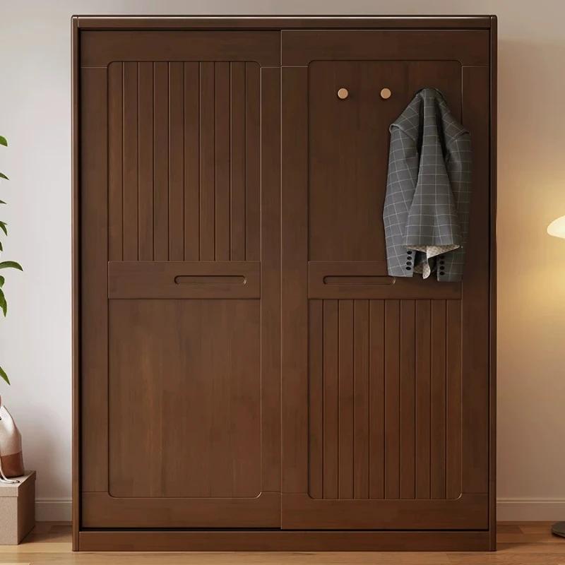 Armoire de luxe à portes coulissantes pour chambre, placards de rangement, armoire à vêtements en bois style ferme, meuble de chambre à coucher
