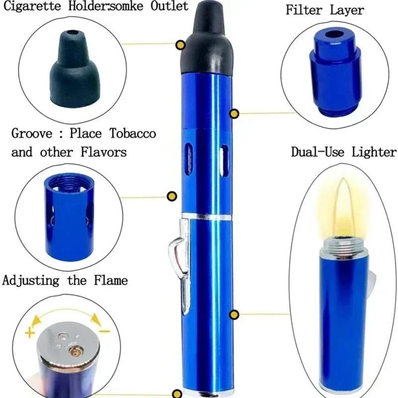 Briquet d'aromathérapie multifonctionnel pratique en alliage d'aluminium en métal avec embout de tuyau et accessoires petit outil (sans gaz)