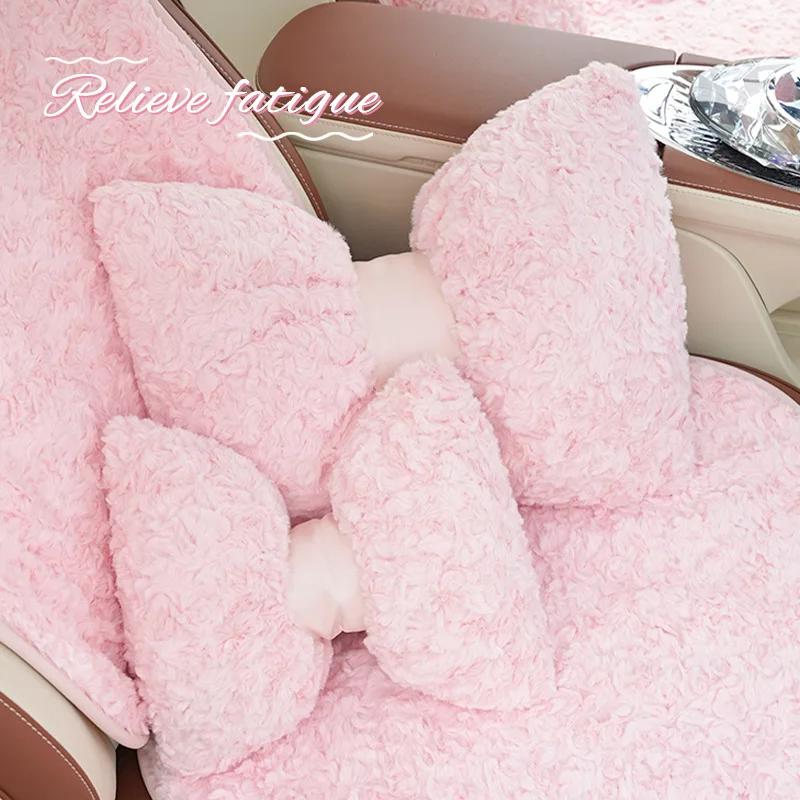 Housse de siège de voiture pour femme, motif dessin animé mignon, universelle, accessoires intérieurs, antidérapante, respirante, coussin de voiture pour fille