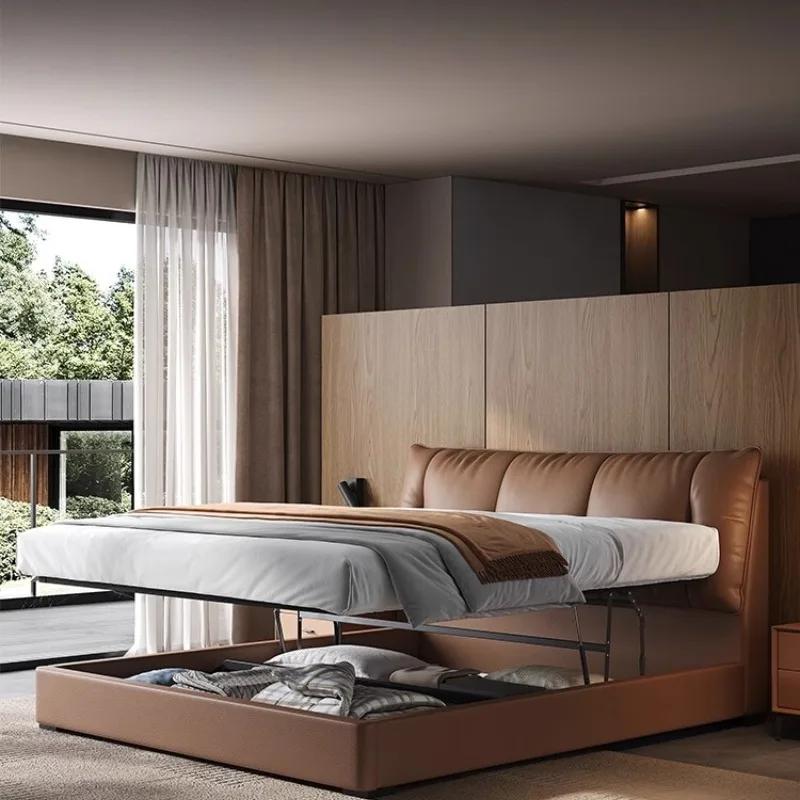 Cadre rembourré lit Queen tête de lit rangement minimaliste Spac lit moderne luxe dormir Mobilier Maison accessoires