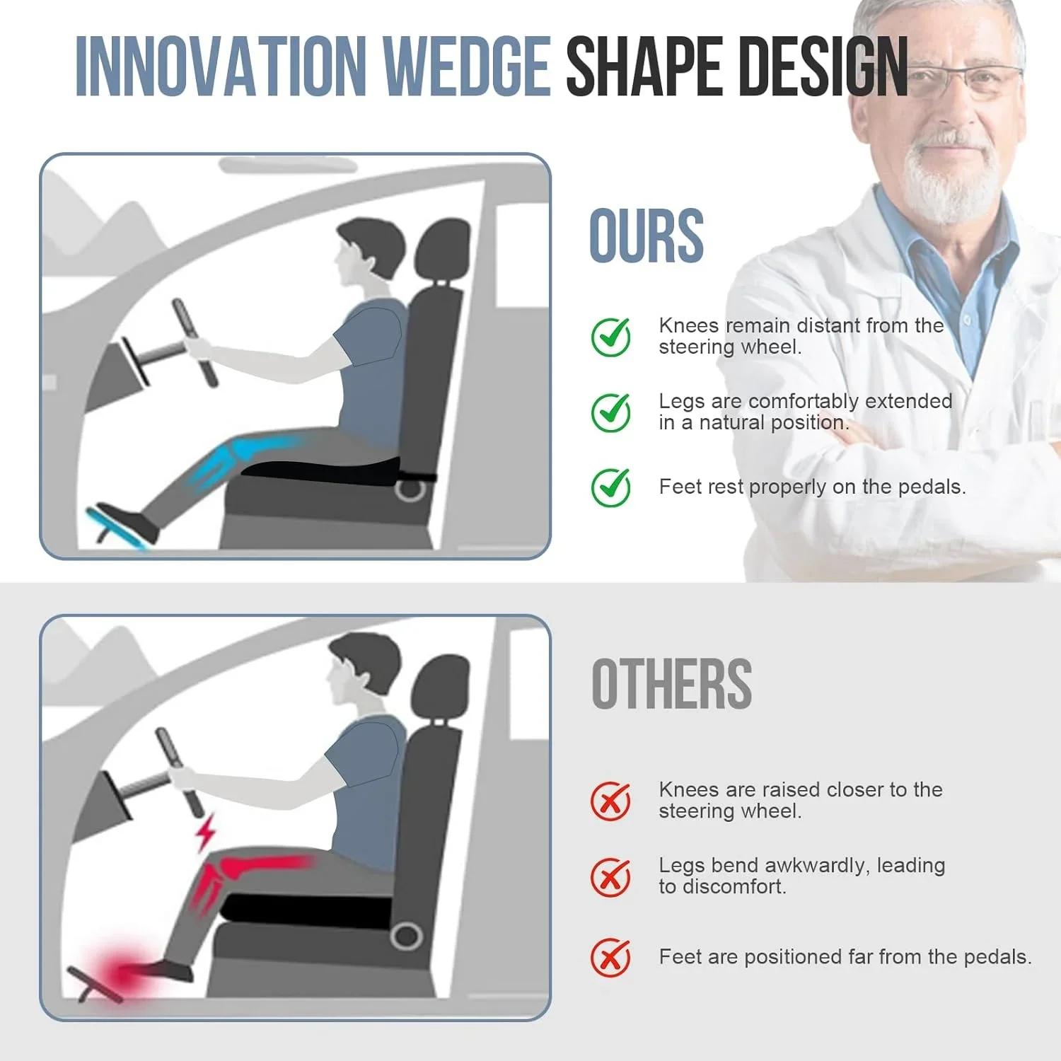 Coussin de siège auto en mousse à mémoire de forme, rehausseur de siège auto confortable et respirant en maille, avec sangles réglables