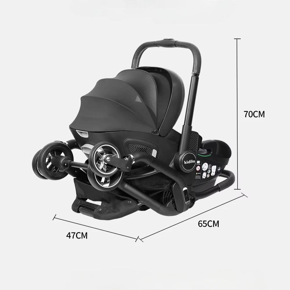 Poussette 3en1 nouveau-né convertible - Siège auto luxe multifonctionnel avec direction bidirectionnelle UE