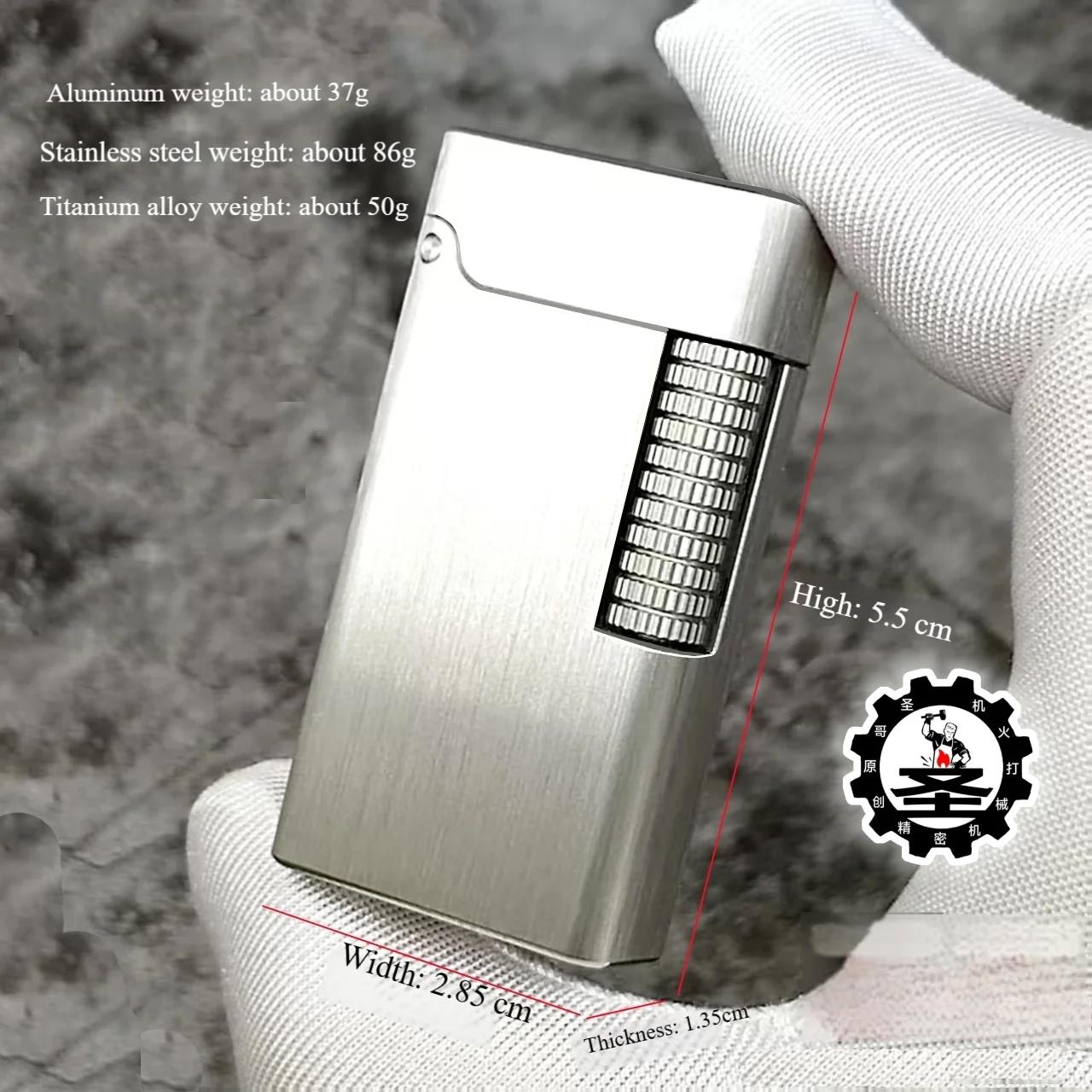 Mini briquet mécanique à liquide Kerosen e en alliage de titane – Curseur à ressort, allumage automatique, style rétro vintage