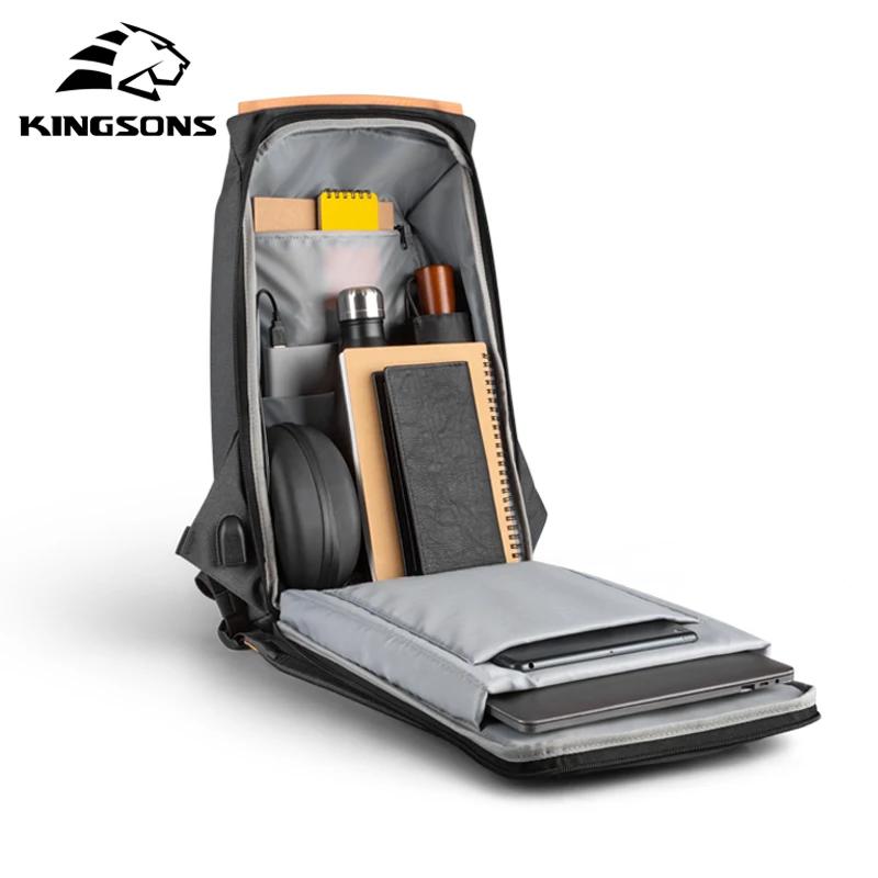 Kingsons 2025 nouveau USB charge sac à dos pour ordinateur portable 15.6 pouces sac d'ordinateur