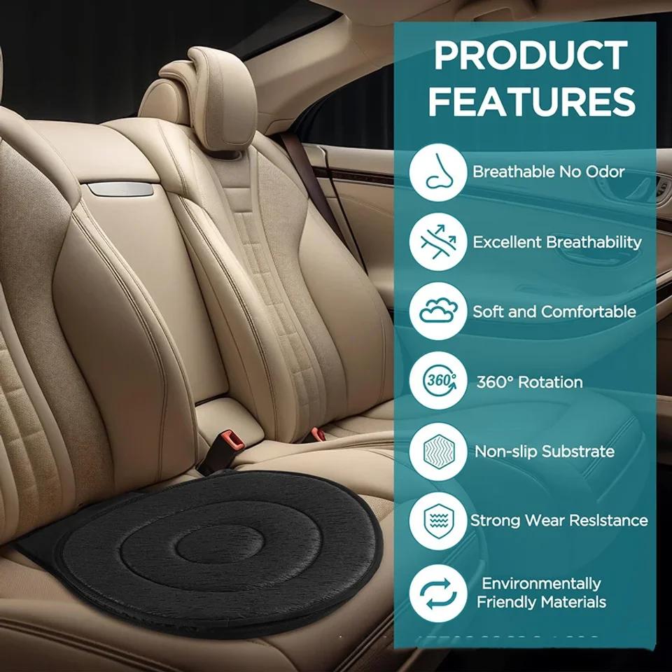 Coussin de siège de voiture rotatif à 360 degrés pour personnes âgées et femmes enceintes, coussin de siège pivotant universel multifonctionnel pour véhicule