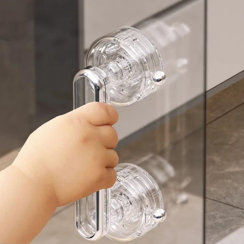 Poignée de porte, de fenêtre, de placard, de réfrigérateur, sans perçage, pour salle de bain, porte coulissante, accroche solide, ventouse, poignée de porte vitrée