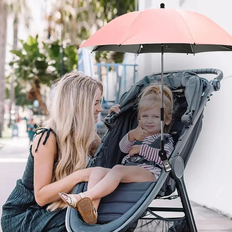 Parapluie pliant poussette bébé protection UV pluie soleil parasol universel réglable 360°
